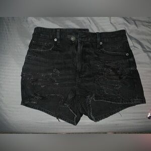 American Eagle Outfitters Black Distressed Jean Shorts